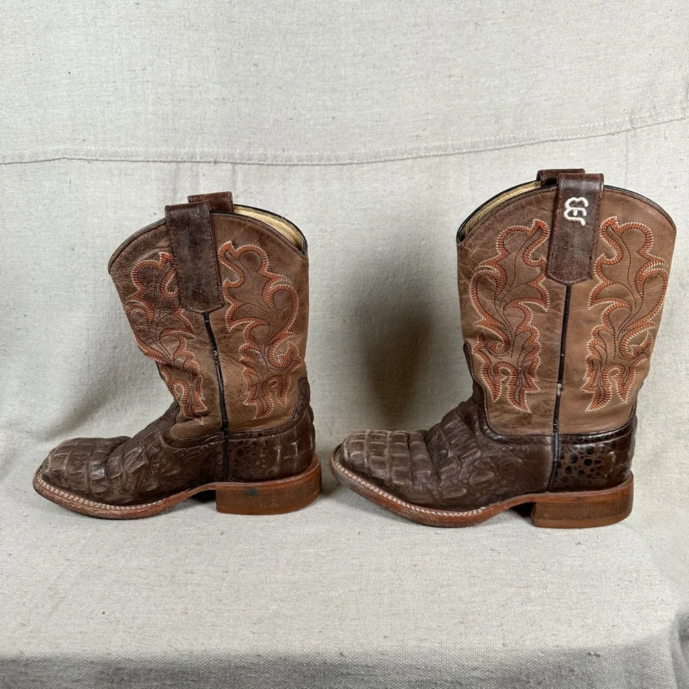 Anderson Bean 1070 Boys Brown Crocodile Square Toe Cowboy Boots‎ Size 12